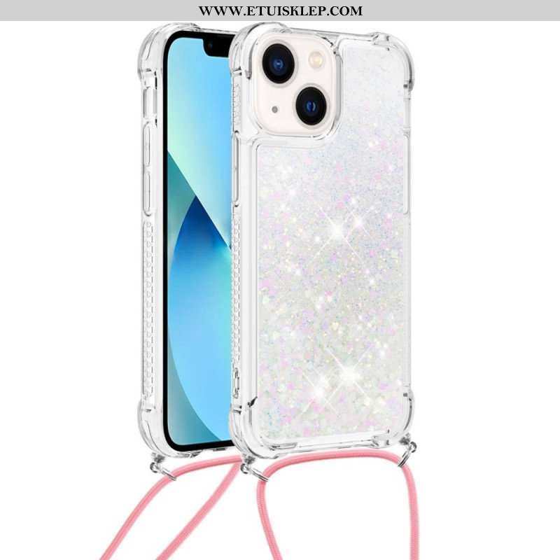 Etui do iPhone 14 Plus ze Sznurkiem Z Cekinowym Sznurkiem